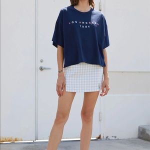 Brandy Melville Blue White Plaid Skirt